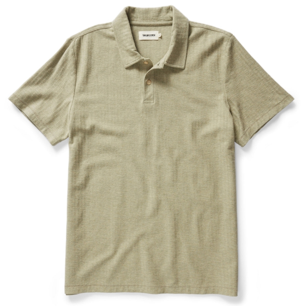 Taylor Stitch Herringbone Polo in Heather Sage M - 40